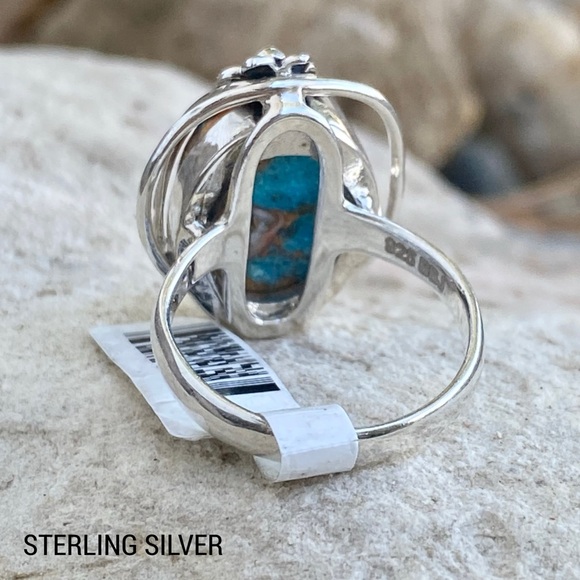 Spiny Oyster Turquoise Sterling Silver Ring Size 7 3/4 - Picture 2 of 12
